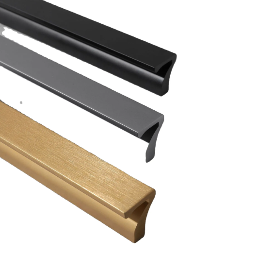 Simple 160mm Grey Gold Aluminum Cabinet Drawer Handle Wardrobe Pull 7 Shape for Kitchen Dresser Zinc Material_image_1