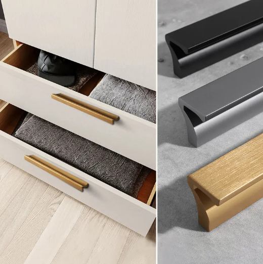 Simple 160mm Grey Gold Aluminum Cabinet Drawer Handle Wardrobe Pull 7 Shape for Kitchen Dresser Zinc Material_image_2