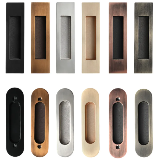 Zinc Alloy Square Round Recessed Sliding Door Cabinet Bedroom Cupboards Drawers Concealed Hidden Furniture Handles