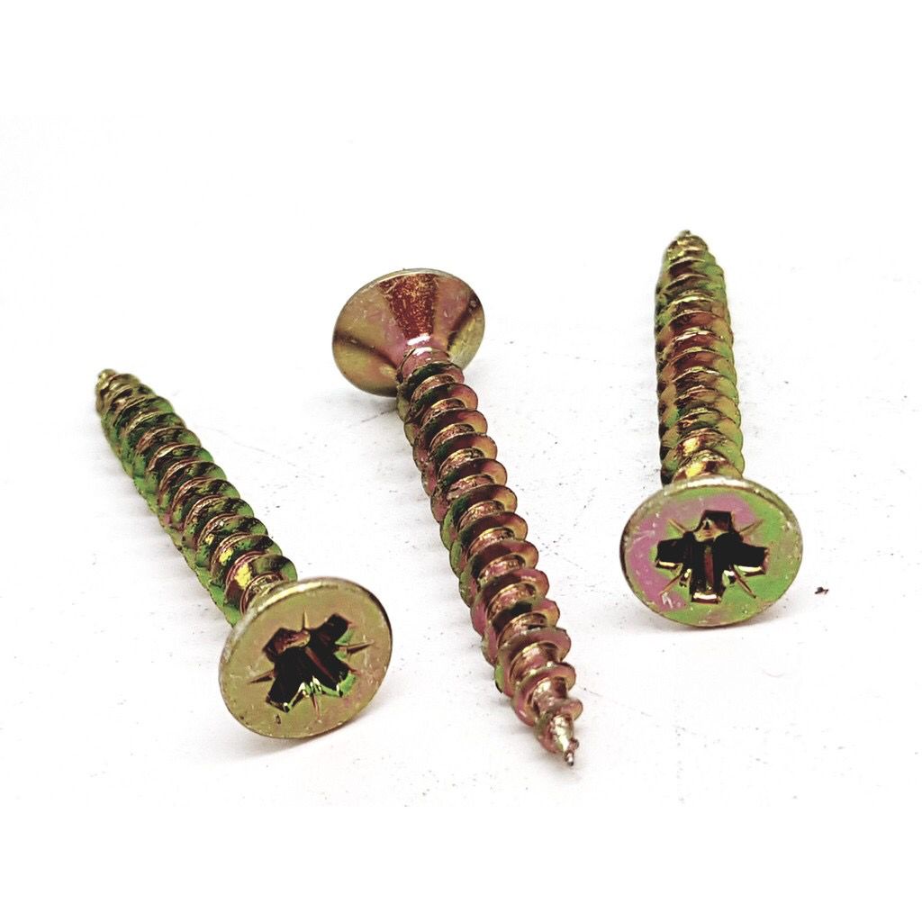 UG - Quality CSK Screw Wood Chipboard Screw Driving Counter Sunk Flat Head Yellow Zinc Coated Skru Kayu Kualiti