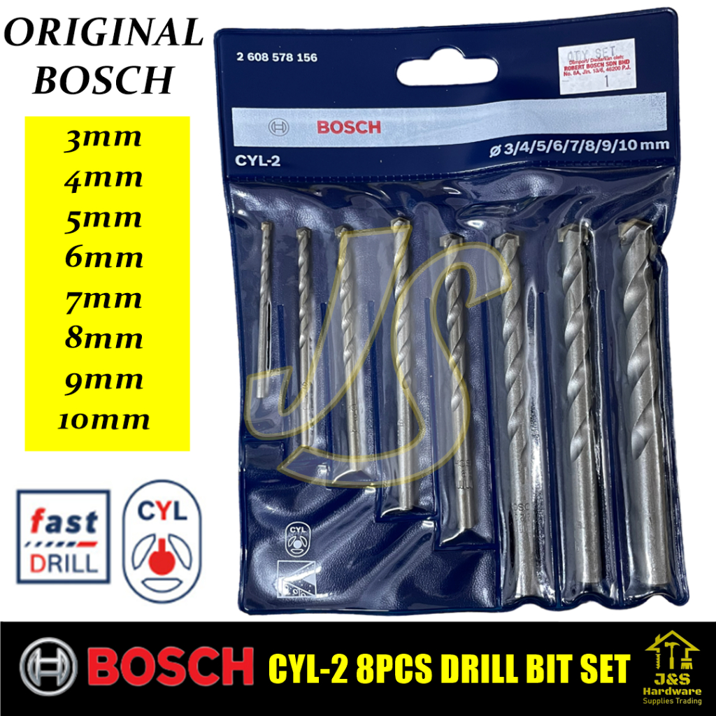 BOSCH CYL-2 8pcs Masonry Drill Bit. Bosch Concrete Drill Bit Set. Mata Drill Set utk Dinding.