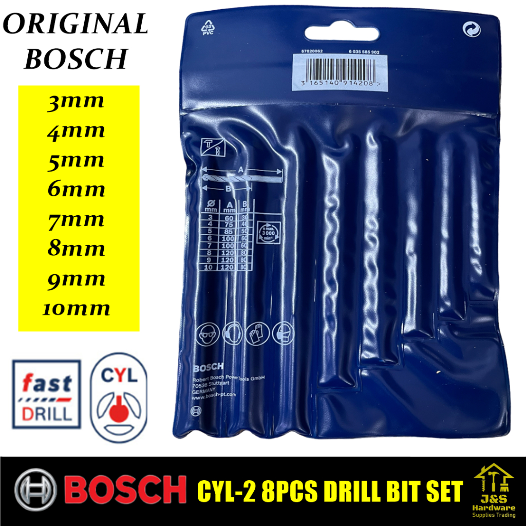 BOSCH CYL-2 8pcs Masonry Drill Bit. Bosch Concrete Drill Bit Set. Mata Drill Set utk Dinding._image_1